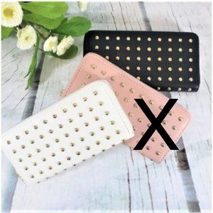 NWT Gold Studded Leatherette Wallet Zip 2 Colors